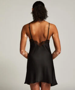Satin Slip Dress - Black -Deals Bare Bralettes Store 203312 4