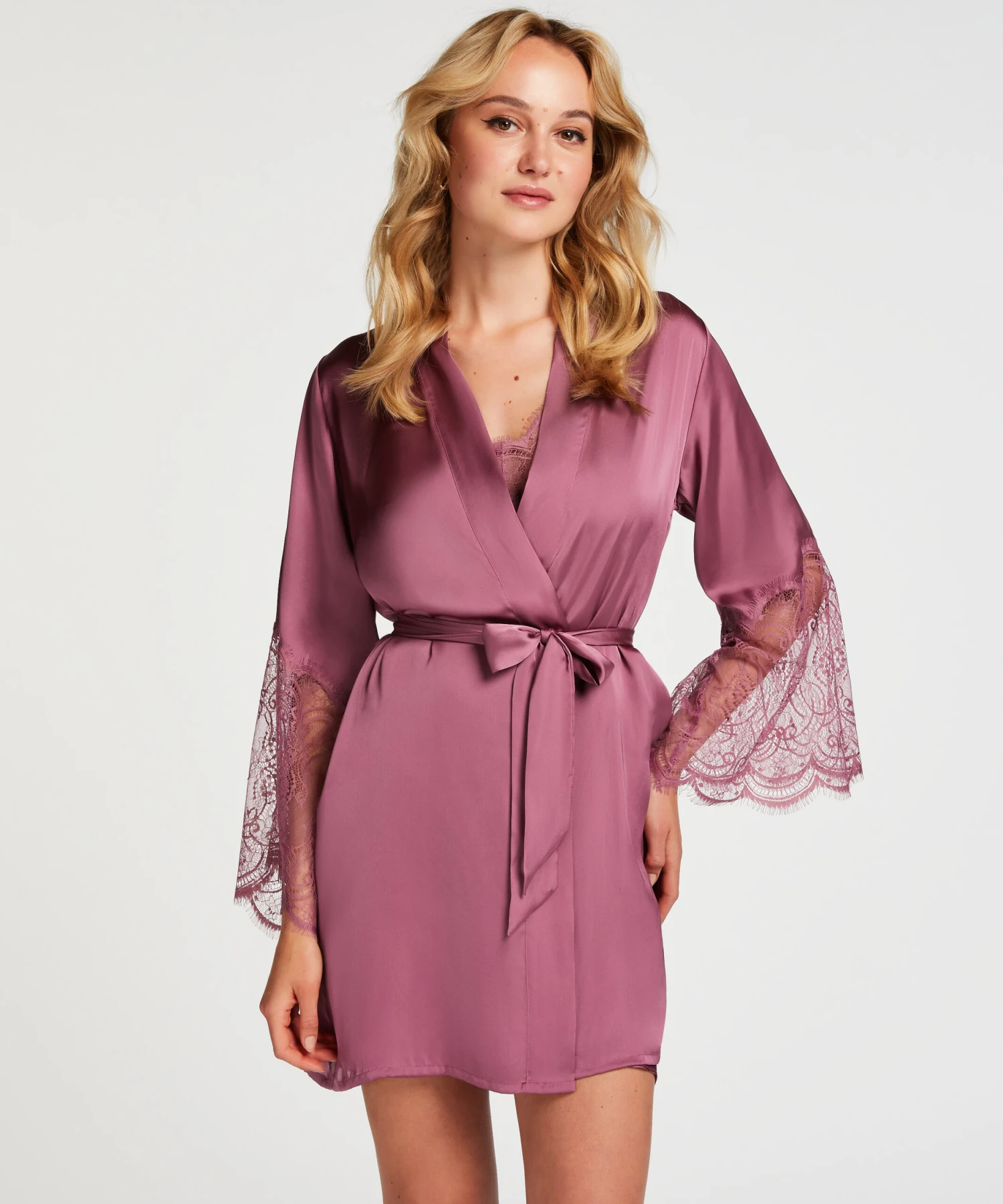 Satin Kimono - Purple 1 Satin Kimono - Purple