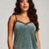 Velours Lace Cami Top - Green