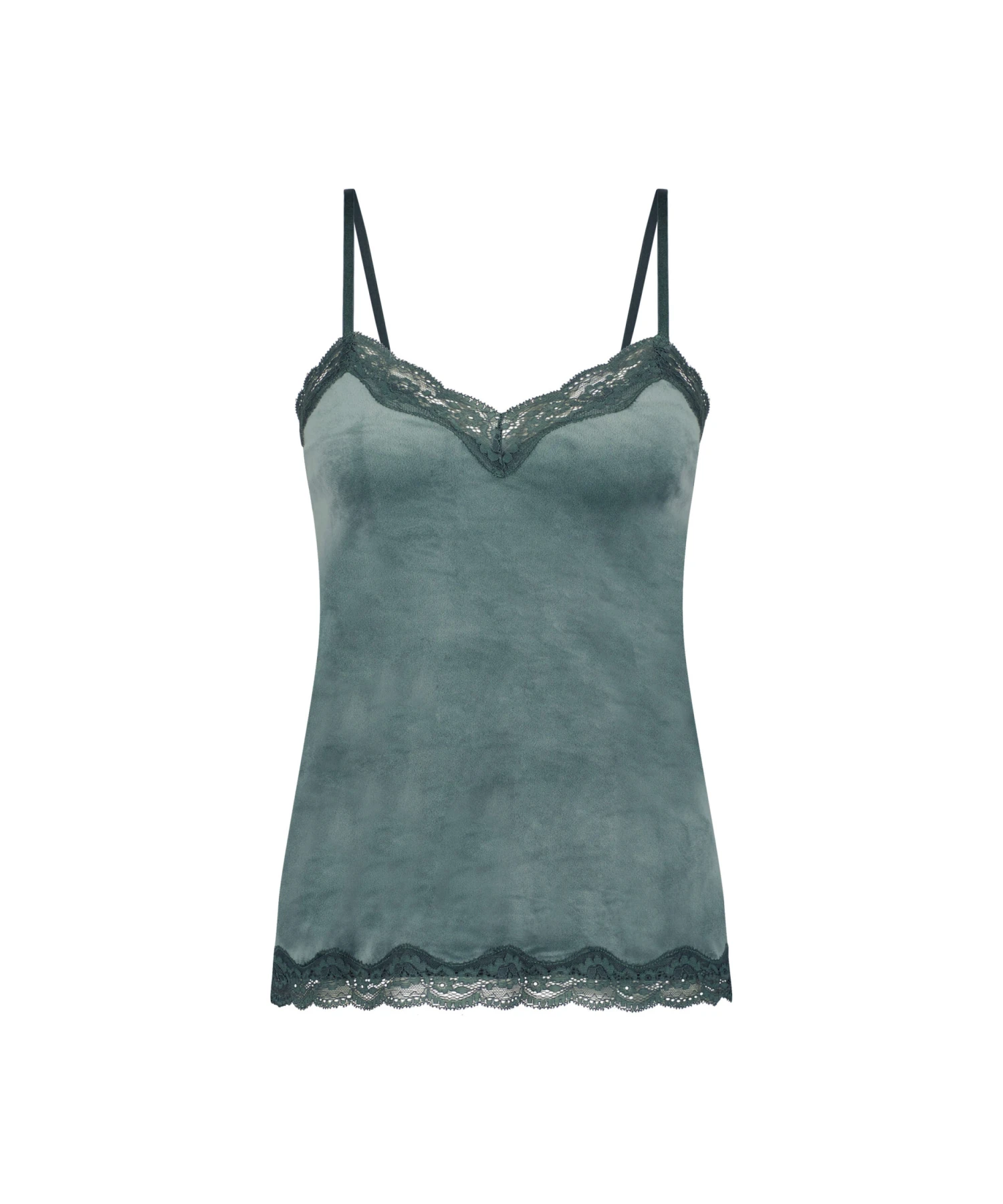 Velours Lace Cami Top - Green 5 Velours Lace Cami Top - Green - Image 5