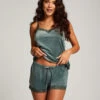 Velvet Lace Shorts - Green