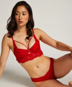 Deals Bare Bralettes Store 17 Mariah Padded Underwired Longline Bra - Red