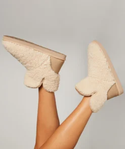 Teddy Slippers Boot - Beige