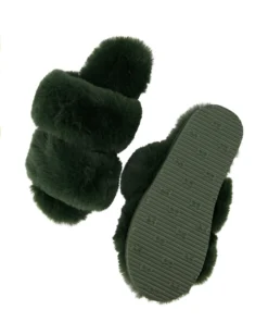 Fake Fur Slippers - Green -Deals Bare Bralettes Store 203802 6 scaled