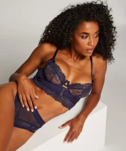 Blossom Non-Padded Underwired Longline Bra - Blue