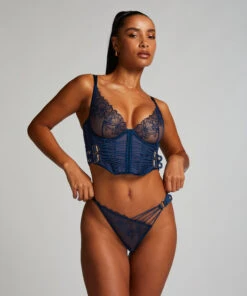 Constance Non-Padded Underwired Longline Bra - Blue -Deals Bare Bralettes Store 204034 3