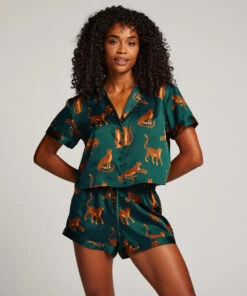 Satin Short-Sleeved Jacket - Green -Deals Bare Bralettes Store 204052 3