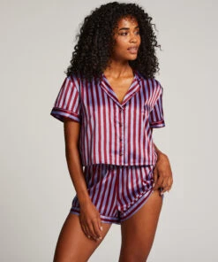 Satin Short-Sleeved Jacket - Blue -Deals Bare Bralettes Store 204054 3