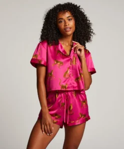 Satin Short-Sleeved Jacket - Pink -Deals Bare Bralettes Store 204056 3 scaled