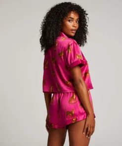 Satin Short-Sleeved Jacket - Pink -Deals Bare Bralettes Store 204056 4 scaled