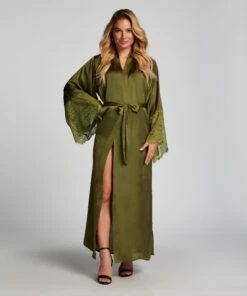 Satin Kimono - Green