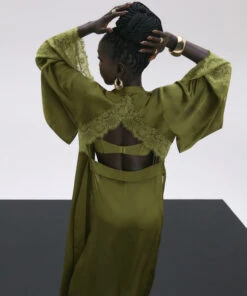 Satin Kimono - Green -Deals Bare Bralettes Store 204173 17