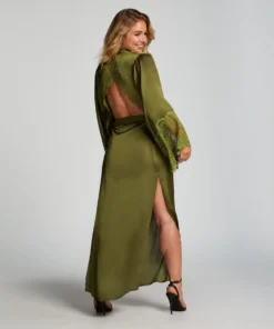 Satin Kimono - Green -Deals Bare Bralettes Store 204173 4 scaled