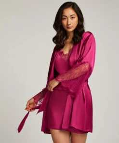Satin Kimono - Pink -Deals Bare Bralettes Store 204176 3