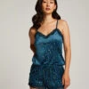 Velvet Lace Shorts - Blue