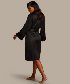 Satin Fleece Bathrobe - Black -Deals Bare Bralettes Store 204188 4 scaled