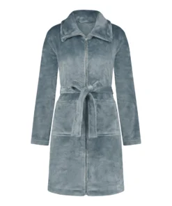 Zip Fleece Bathrobe - Blue -Deals Bare Bralettes Store 204191 5 scaled