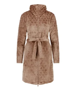 Zip Fleece Bathrobe - Brown -Deals Bare Bralettes Store 204192 5 scaled