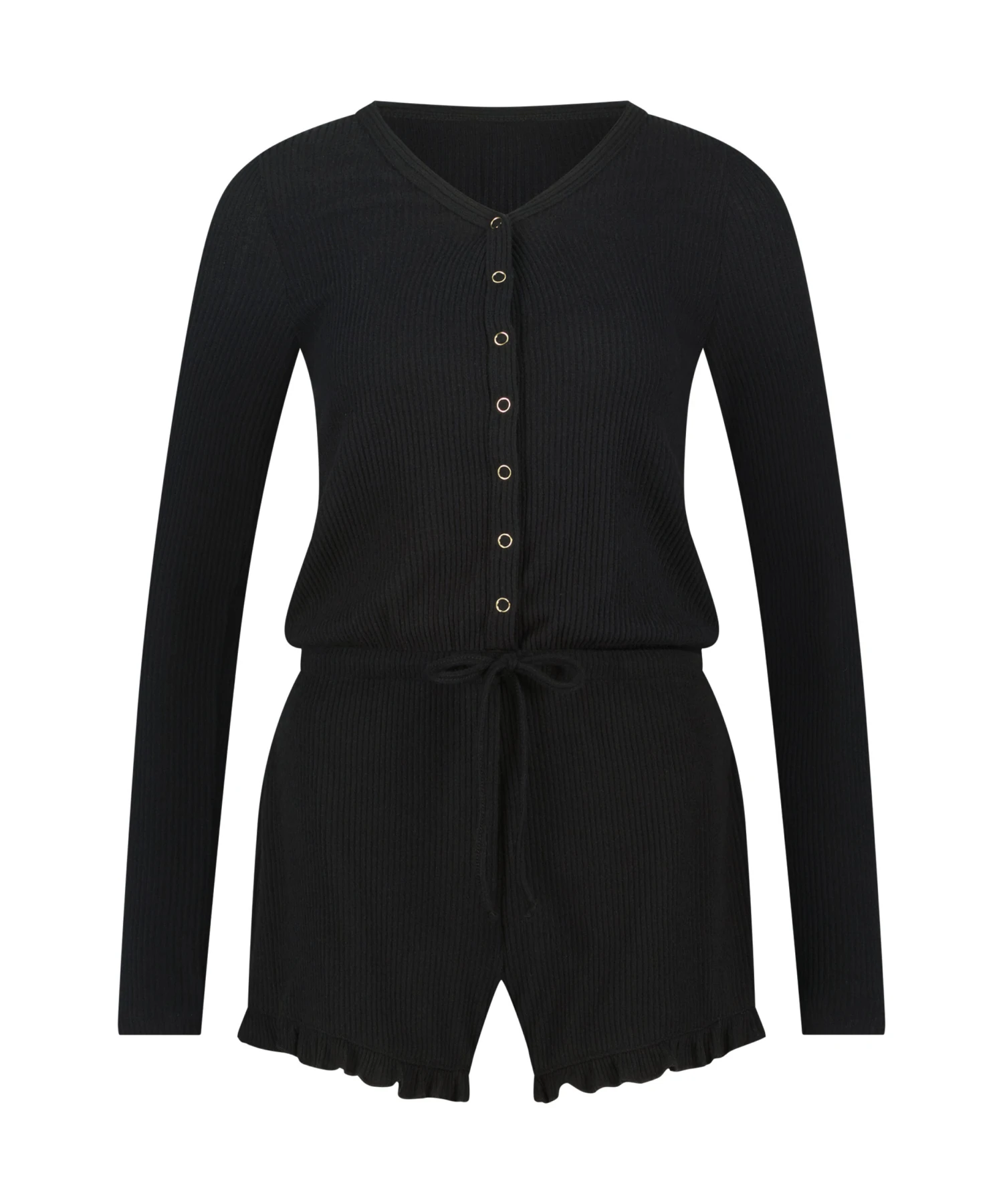 Brushed Short Onesie - Black 4 Brushed Short Onesie - Black - Image 4