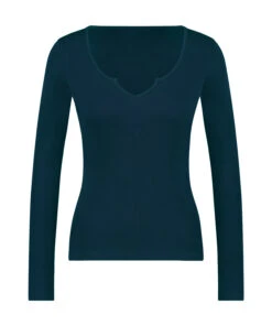 Top V-neck Long Sleeves - Blue -Deals Bare Bralettes Store 204216 5