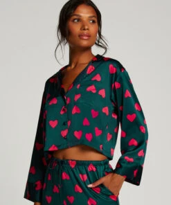 Satin Long-Sleeved Jacket - Green