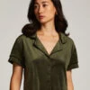 Short Sleeve Velour Jacket - Green
