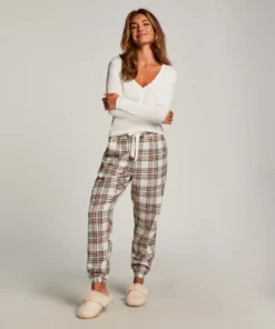 Flannel Pyjama Pants - Beige