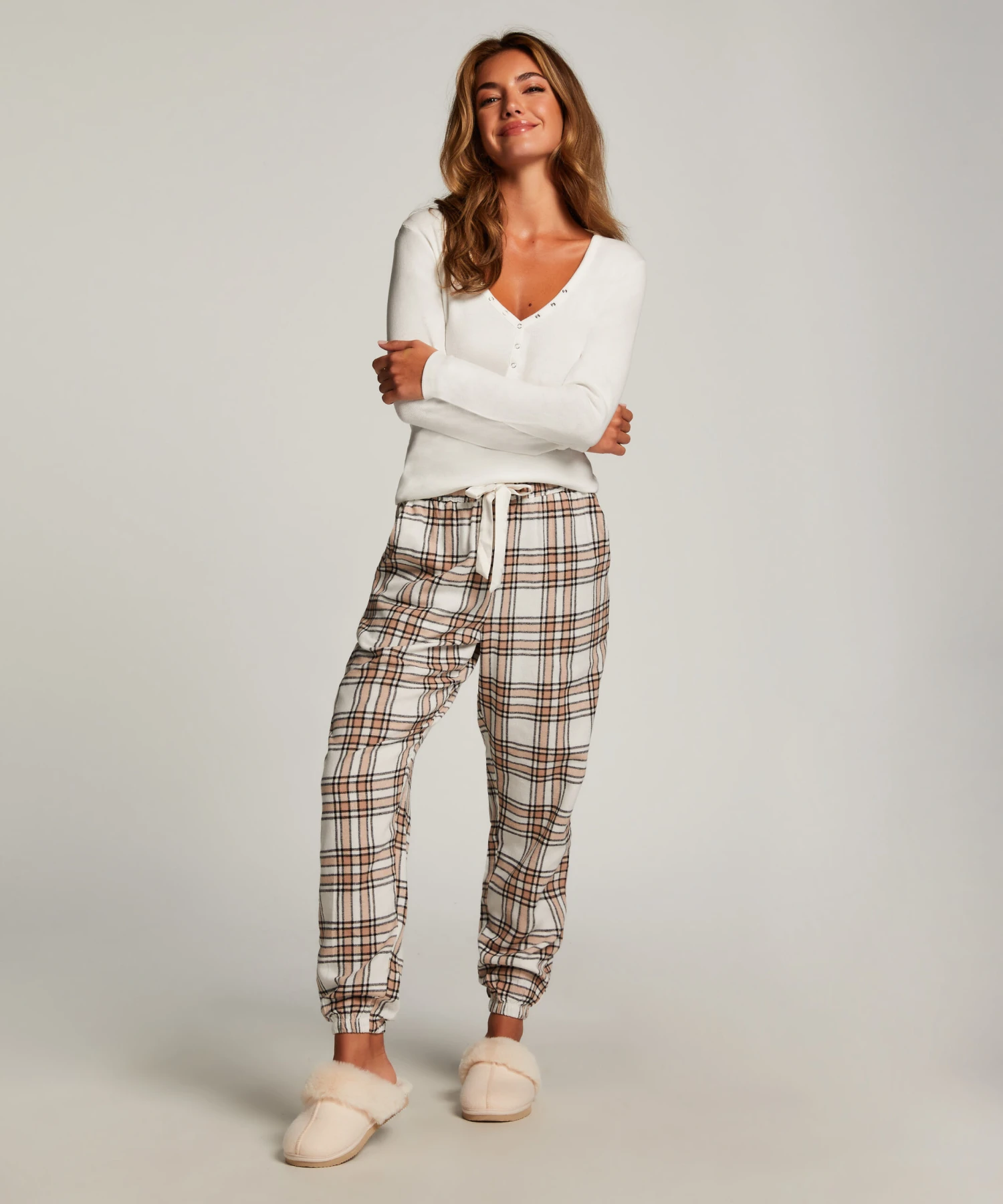 Flannel Pyjama Pants - Beige 1 Flannel Pyjama Pants - Beige
