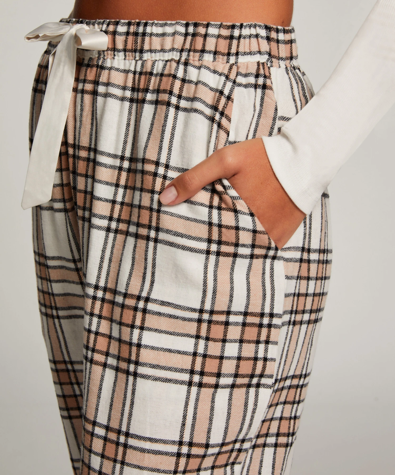 Flannel Pyjama Pants - Beige 2 Flannel Pyjama Pants - Beige - Image 2