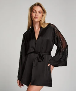 Donna Satin Kimono - Black -Deals Bare Bralettes Store 204254 17