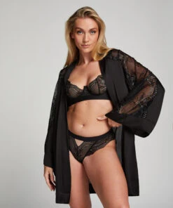 Donna Satin Kimono - Black -Deals Bare Bralettes Store 204254 3