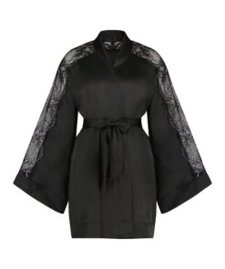 Donna Satin Kimono - Black -Deals Bare Bralettes Store 204254 5