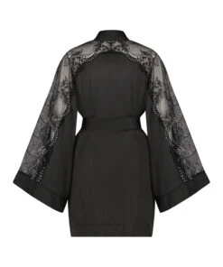 Donna Satin Kimono - Black -Deals Bare Bralettes Store 204254 6