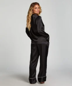 Satin Long-Sleeved Jacket - Black -Deals Bare Bralettes Store 204259 4 scaled