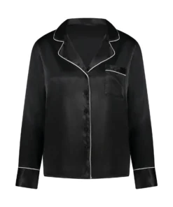 Satin Long-Sleeved Jacket - Black -Deals Bare Bralettes Store 204259 5 scaled