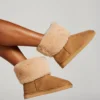 Faux Suede Slippers - Beige