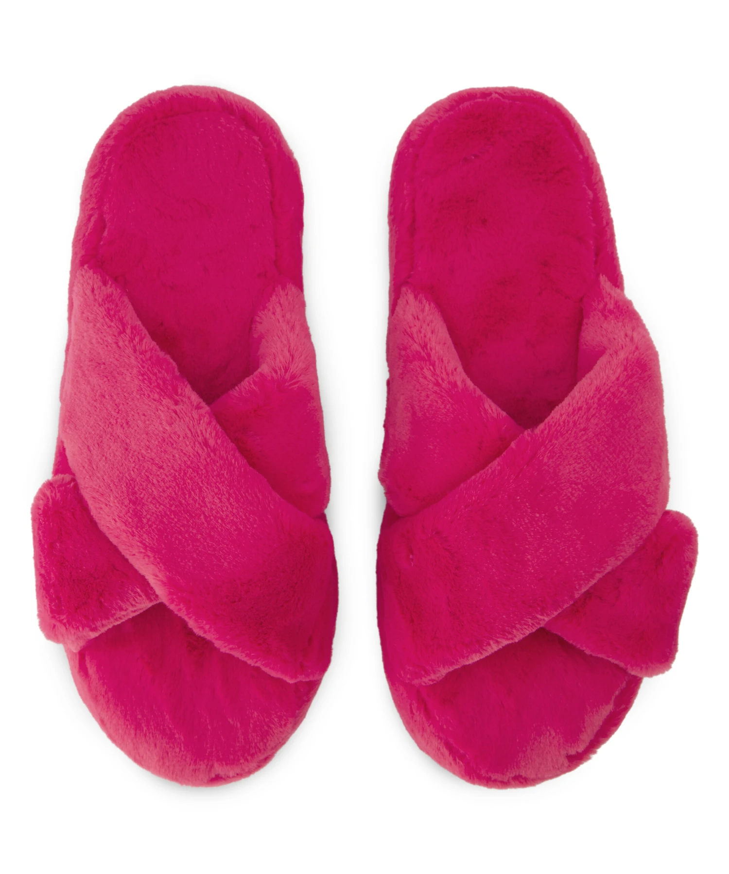 Crossed Fake Fur Slippers - Pink 2 Crossed Fake Fur Slippers - Pink - Image 2