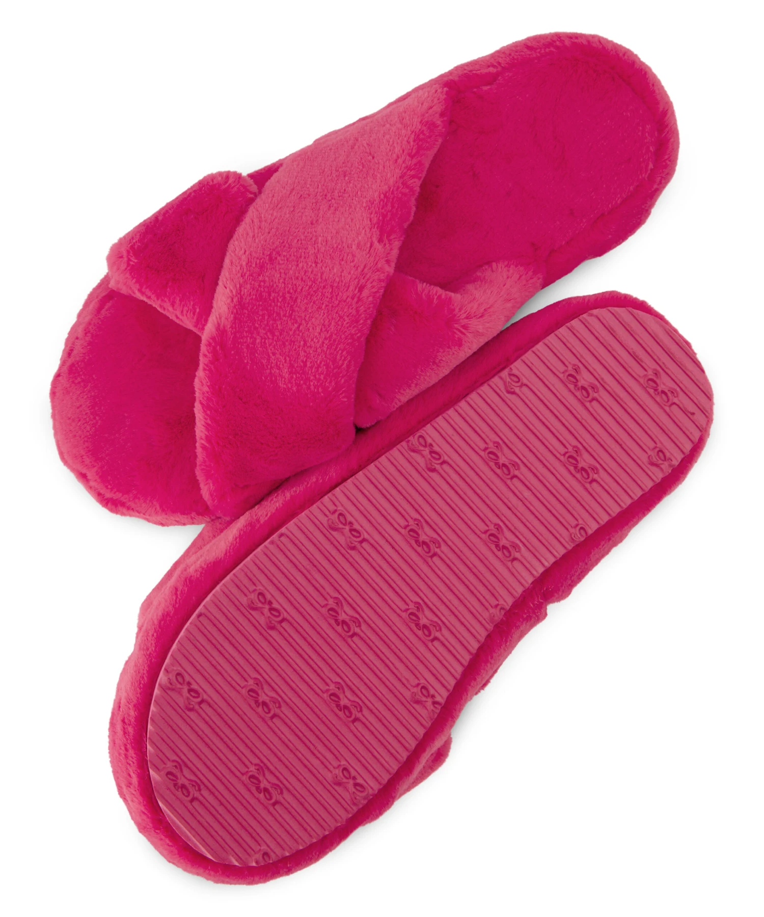 Crossed Fake Fur Slippers - Pink 3 Crossed Fake Fur Slippers - Pink - Image 3