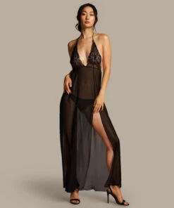 Lily Satin Chiffon Dress - Black 9 Lily Satin Chiffon Dress - Black -Deals Bare Bralettes Store 204452 3