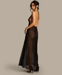 Lily Satin Chiffon Dress - Black -Deals Bare Bralettes Store 204452 4 scaled