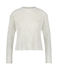 Pointelle Long-Sleeved Pyjama Top - Grey -Deals Bare Bralettes Store 204798 5 scaled