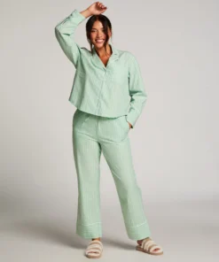 Stripy Pyjama Pants - Green